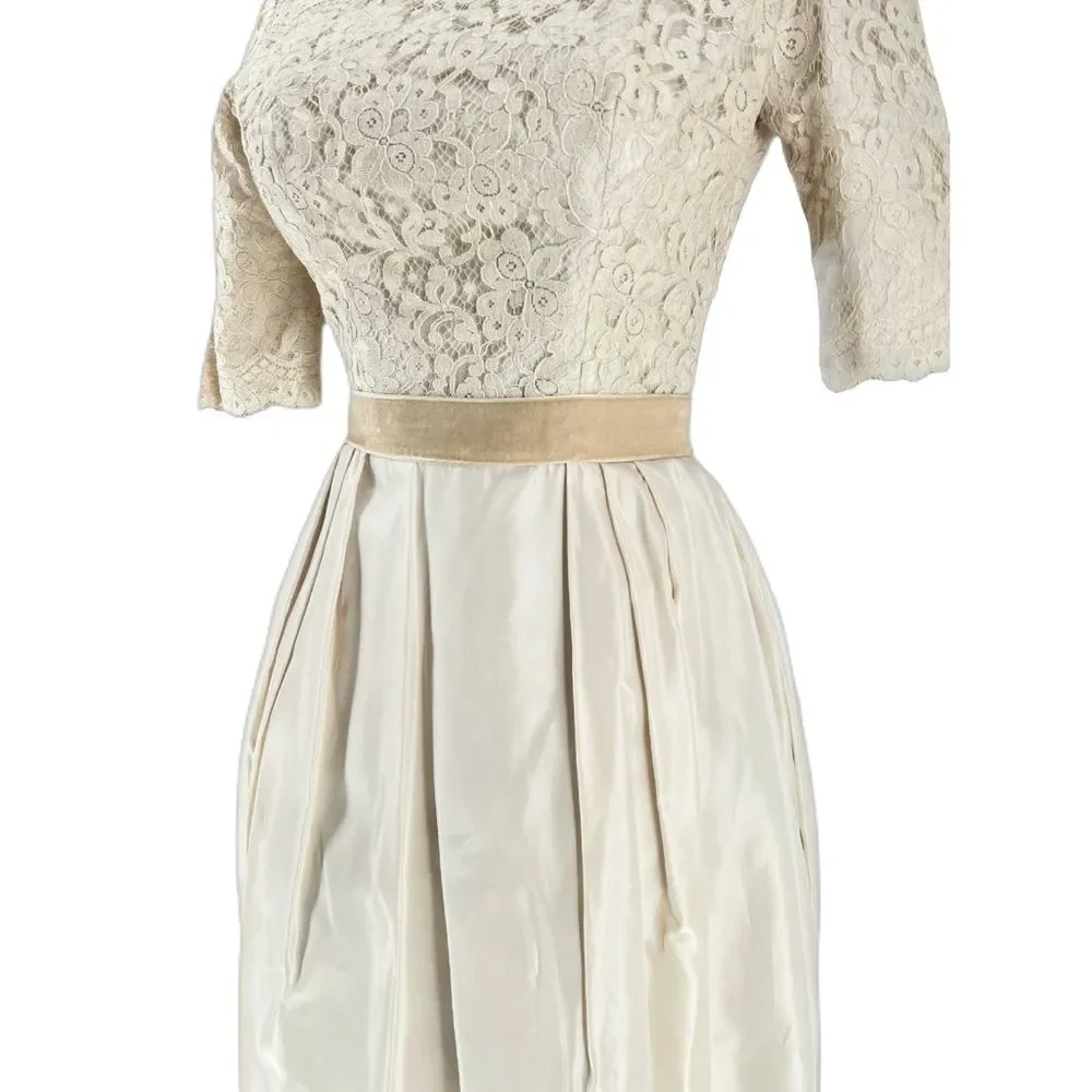 1950’s Harry Keiser Cream & Ivory Maxi Formal Party Dress Size XS - Picture 7 of 10